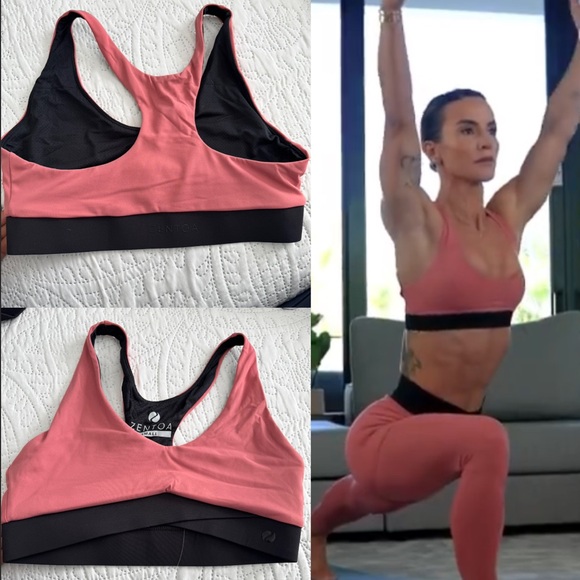 NWOT ZENTOA Pink and Black Sports Bra size small - Picture 1 of 7